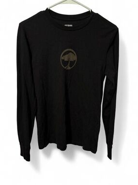 Arbor Black Long-Sleeve Crew with Subtle Chest Emblem